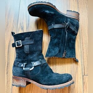 UGG Black Suede Fleece Lined Mid-Calf Boots